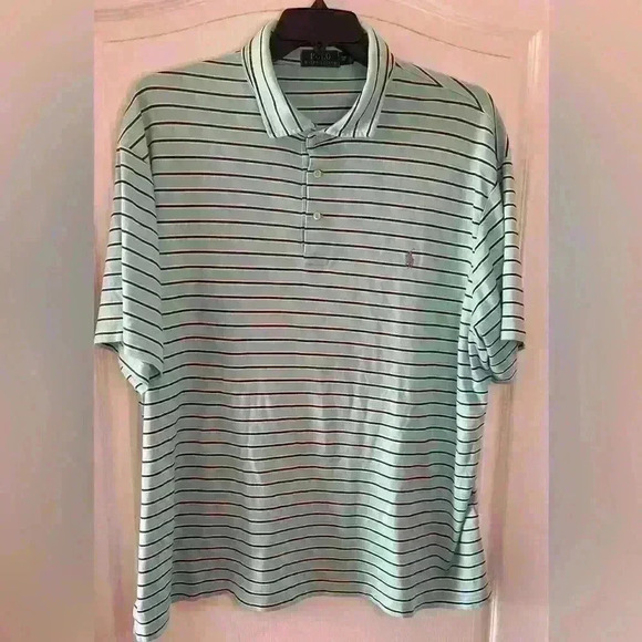 Ralph Lauren, Men’s Polo 3XB Golf Casual Teal Blue Striped - Picture 1 of 4